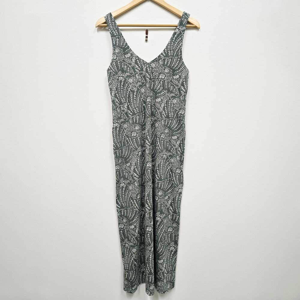 Pact Organic Cotton Sleeveless Floral Green Midi Sheath Dress Sz S